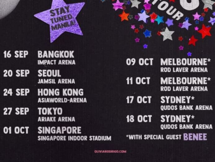 Olivia Rodrigo to hold Singapore concert this October CNA Lifestyle