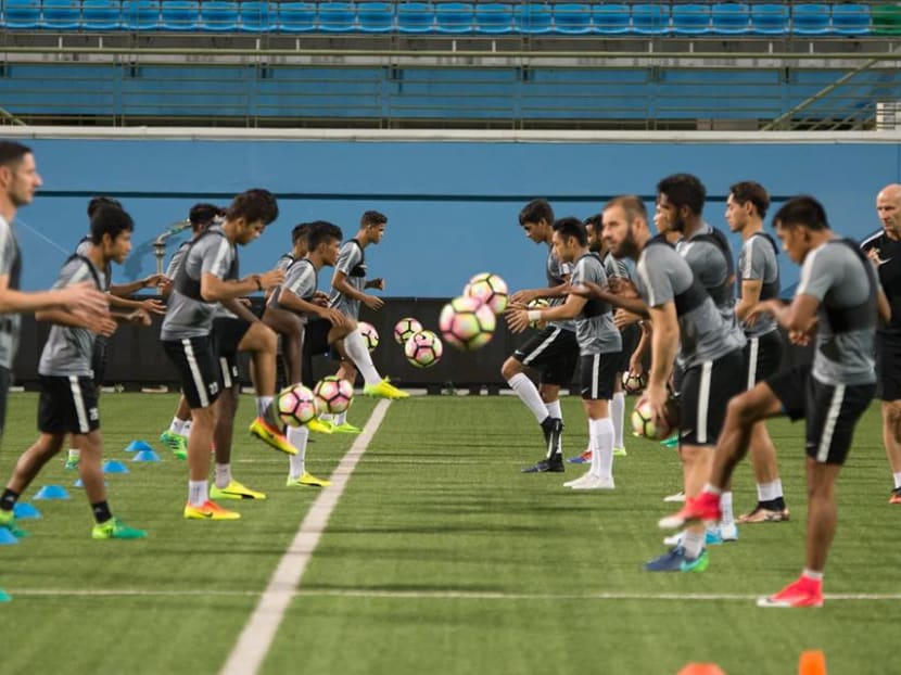 File photo of the Singapore national football team in training ahead of their friendly match against Myanmar at the Jalan Besar Stadium. Photo courtesy of FAS Facebook page