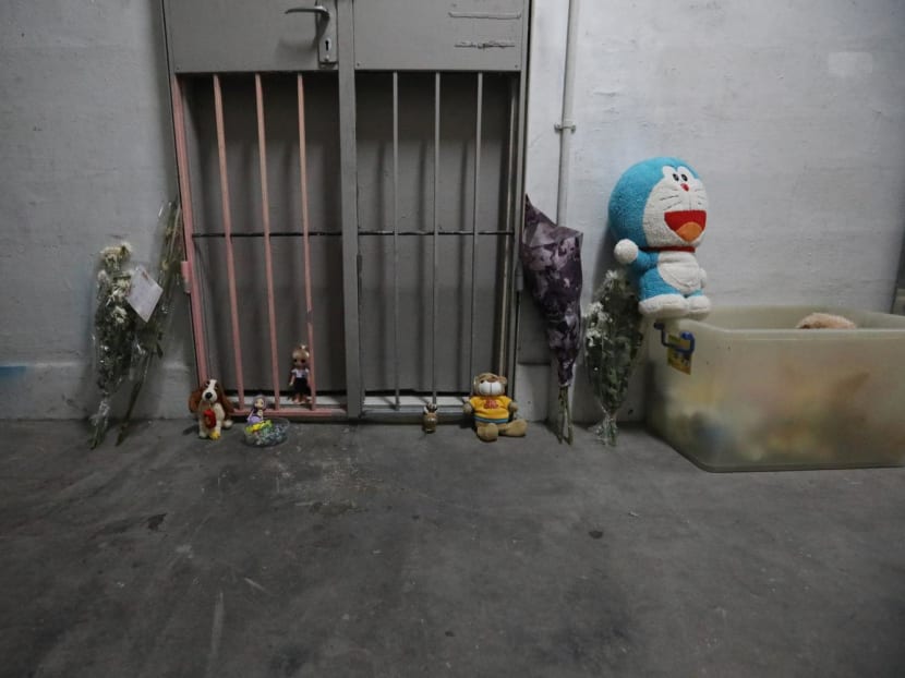 Toys and flowers left outside the family's home on Sept 25, 2019. 
