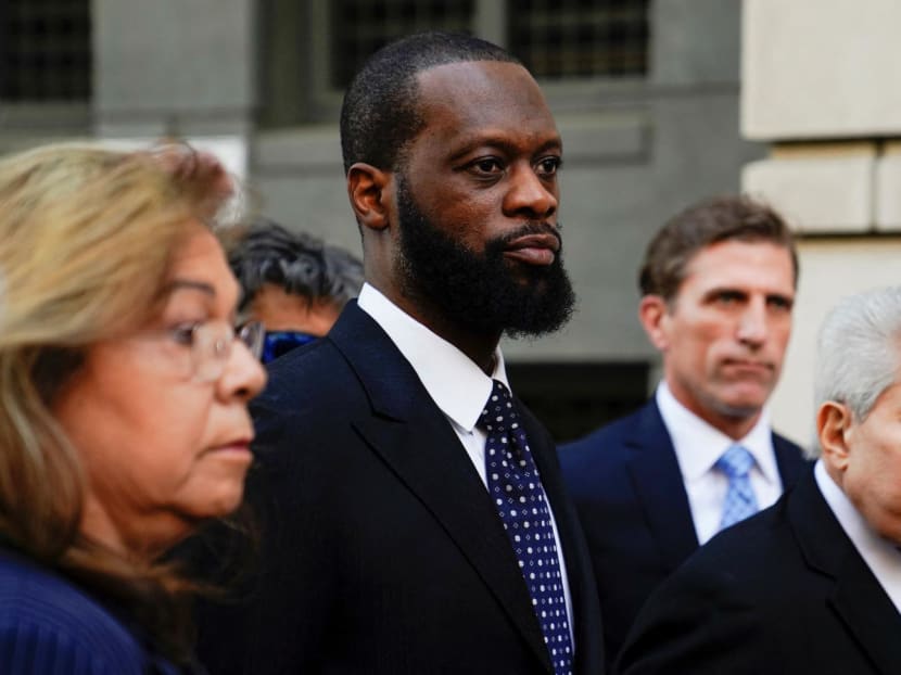 Rapper Prakazrel "Pras" Michel of the hip-hop group The Fugees leaves the US federal court on April 26, 2023, after being convicted on criminal charges that he conspired with Malaysian financier Jho Low to orchestrate a series of foreign lobbying campaigns aimed at influencing the US government