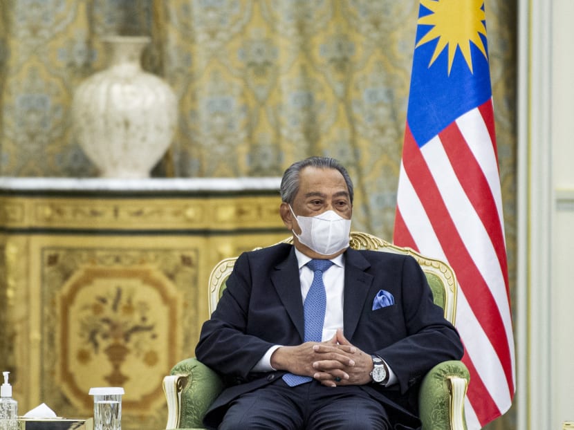 A handout picture provided by the Saudi Royal Palace on March 9, 2021, shows Malaysian Prime Minister Muhyiddin Yassin during his meeting with the Saudi Crown Prince in the capital Riyadh.