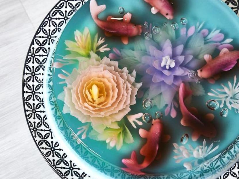 Artist Creates Nature-Inspired Jelly Cakes That Look Like Pretty Koi Ponds