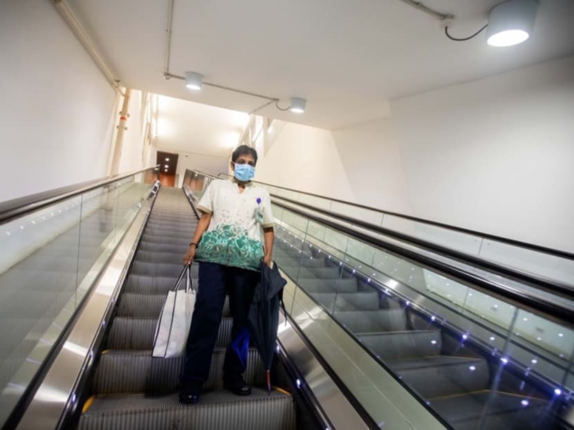 Madam Nurul Aisyah heads home after finishing work at the Singapore General Hospital at about 5pm on April 30, 2020, after starting at 7.30am.