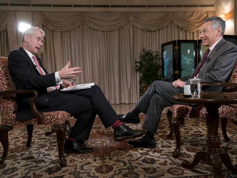 BBC HARDTalk presenter Mr Stephen Sackur (left) and PM Lee Hsien Loong. Photo: Ministry of Communications and Information BBC HARDTalk presenter Mr Stephen Sackur (left) and PM Lee Hsien Loong. Photo: Ministry of Communications and Information
