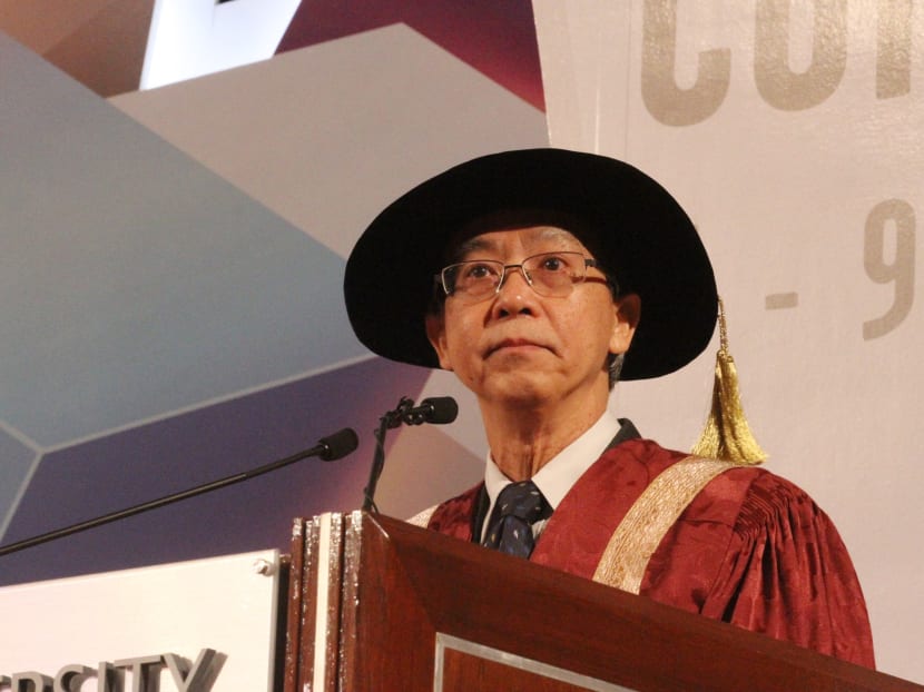 UniSIM president Prof Cheong Hee Kiat speaking at the convocation on Oct 7, 2015. Photo: Daryl Kang/TODAY
