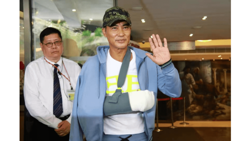 Simon Yam leaves hospital in high spirits