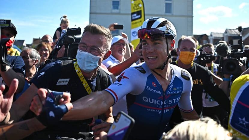 Jakobsen wins Tour de France stage two as Van Aert takes yellow