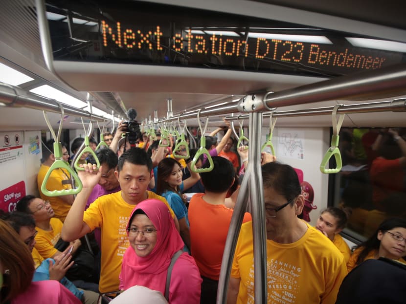 Commuters en route to Bendemeer Station at the Downtown Line 3 Open House on 15 Oct, 2017. Photo: Jason Quah