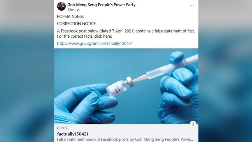 POFMA correction directions issued to Goh Meng Seng, Singapore Uncensored over COVID-19 vaccination falsehoods POFMA correction directions issued to Goh Meng Seng, Singapore Uncensored over COVID-19 vaccination falsehoods