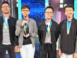 The team from Raffles Institution were the grand winners of the National STEM Championship. From left: Jared Xu, Oliver Lim, Teo Kai Wen and Francis Loh. Photos: Mediacorp