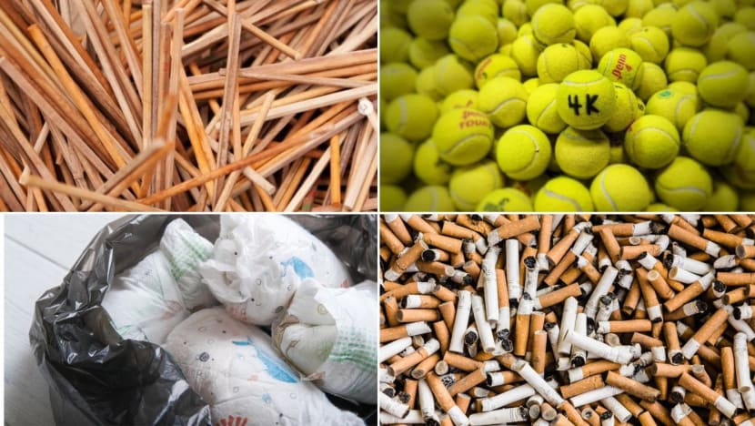 recycle chopsticks tennis balls diapers cigarette butts