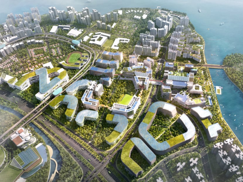 An artist's impression of the aerial view of Punggol Digital District.