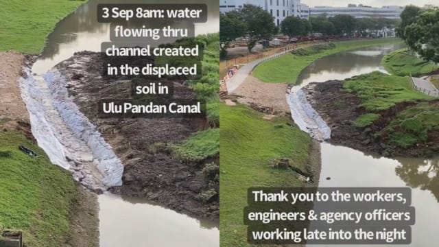 防止淹水事件 乌鲁班丹水道人工挖渠到深夜