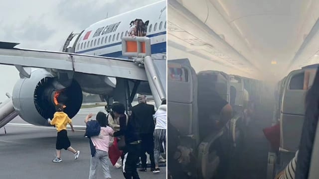中国国航飞狮城客机起火迫降 樟宜机场一度关闭三号跑道
