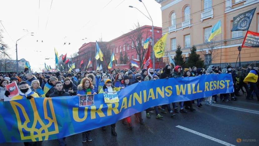 Thousands march in Kyiv to show unity against Russian threat Thousands march in Kyiv to show unity against Russian threat