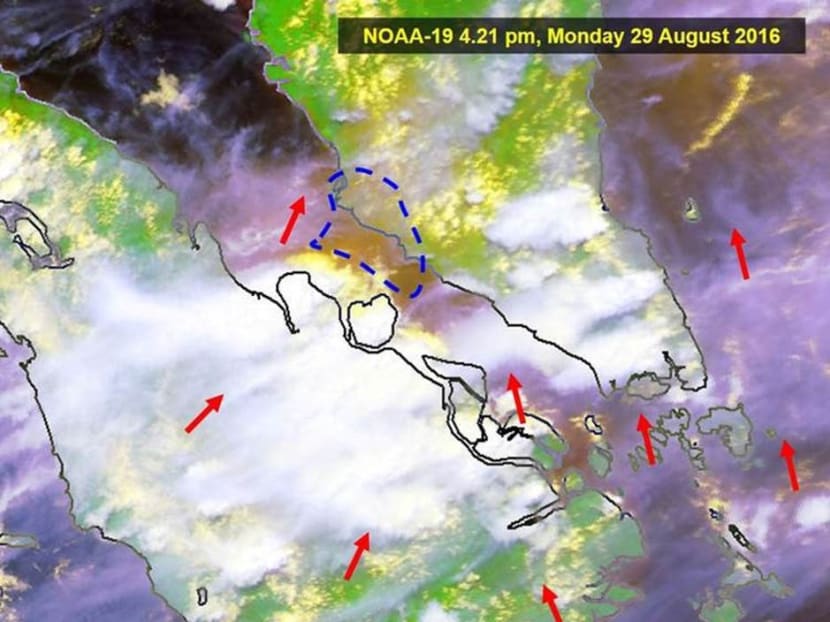 One hotspot was detected in Sumatra on Monday, Aug 29, 2016. The low hotspot count was due to cloud cover. Source: NEA