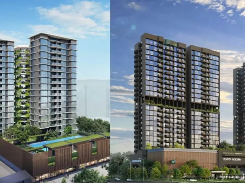 Artist impressions of Sky Eden@Bedok (left) and Lentor Modern. Artist impressions of Sky Eden@Bedok (left) and Lentor Modern.