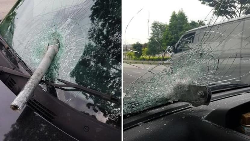 Man taken to hospital after metal pole smashes through van windscreen along TPE