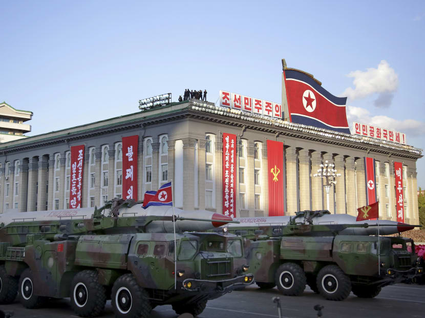 In this Oct 10, 2015, photo, what is believed to be improved versions of the KN-08 ballistic missile are paraded in Pyongyang, North Korea, during the 70th anniversary celebrations of its ruling party's creation. Photo: AP