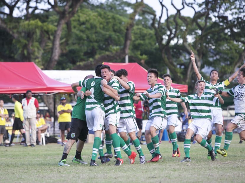Sporting Lisbon players celebrating after the final whistle. Photo: JSSL Singapore