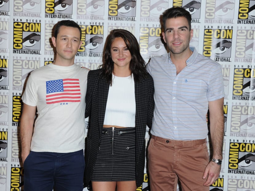 Snowden cast members Joseph Gordon-Levitt, Shailene Woodley and Zachary Quinto at Comic-Con International on July 21, 2016. Photo: AP