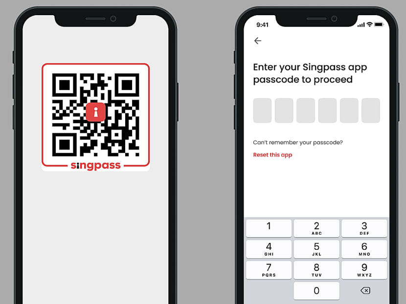 Users of the Singpass application scan a QR code to gain access to personal information for e-services linked to government agencies and other private organisations. 