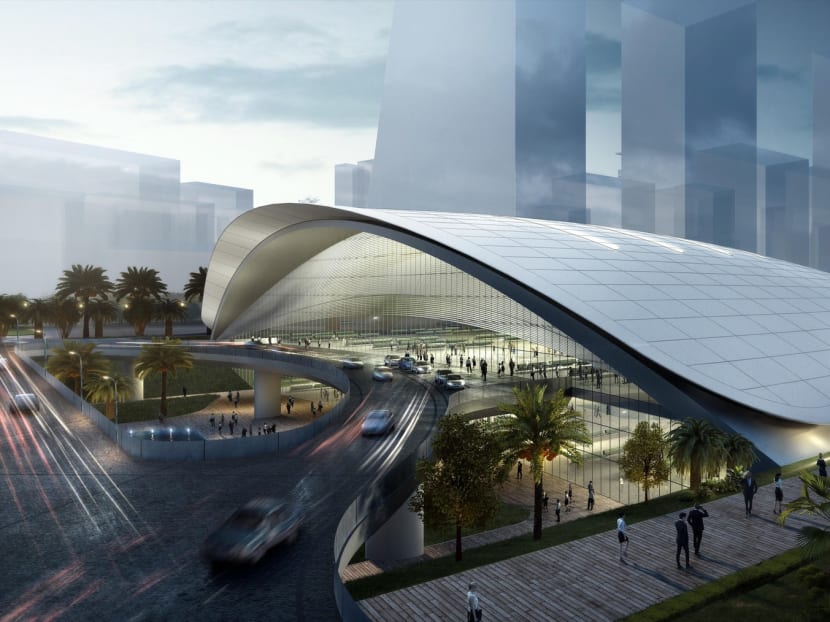 An artistic impression of the cancelled HSR terminus in Jurong East by Farrells. An artistic impression of the cancelled HSR terminus in Jurong East by Farrells.