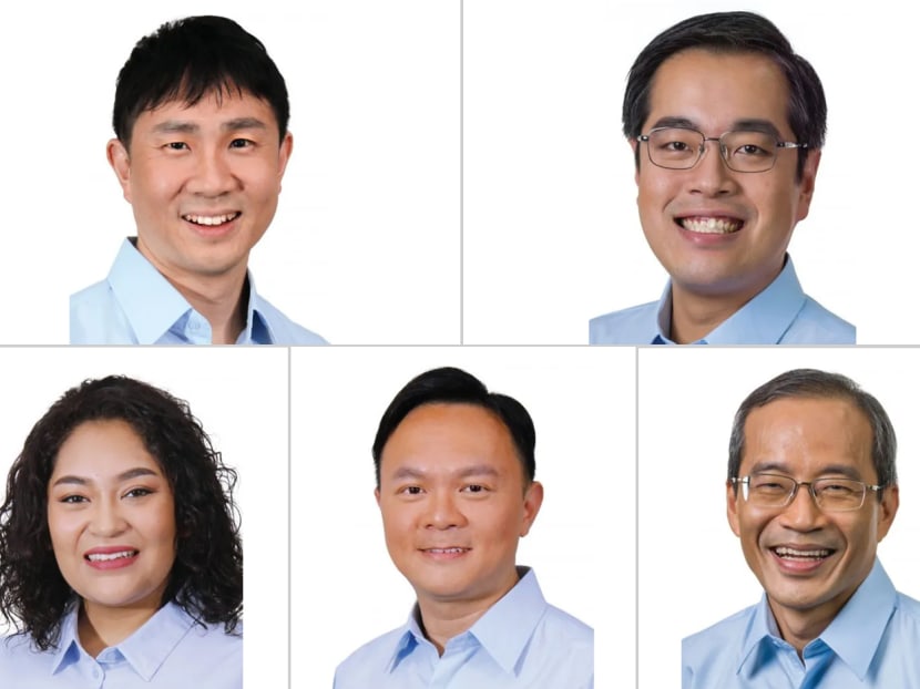 Clockwise from top left: Mr Jamus Lim, Mr Ron Tan Jun Yen, Mr Dennis Tan, Mr Dylan Ng Foo Eng, Ms Raeesah Khan.