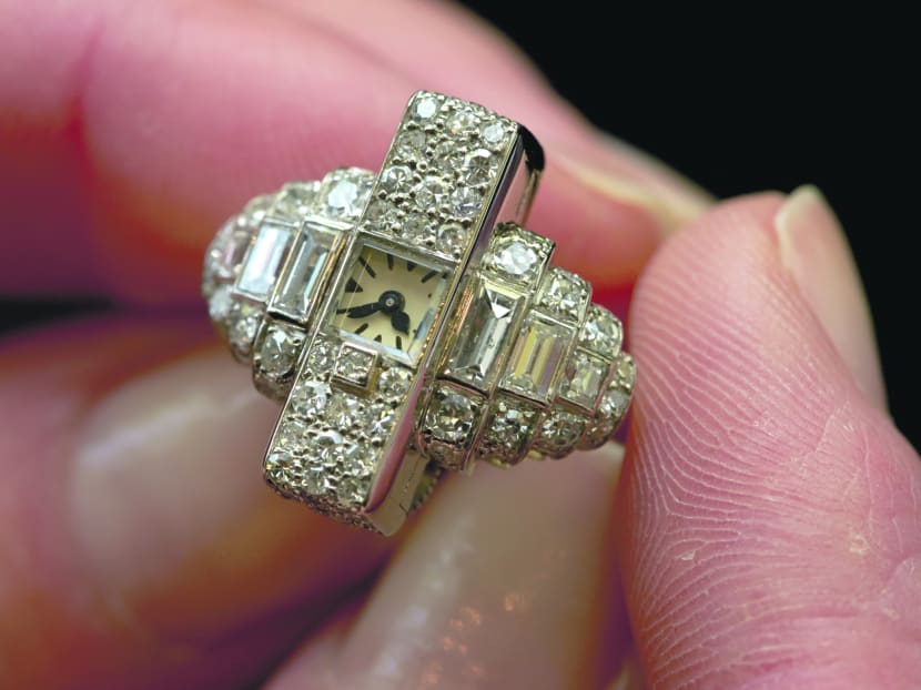 An Art Deco platinum ring watch made by Cartier around 1937. Photo: Reuters