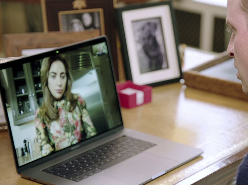 A still from the video issued by the Heads Together campaign of the Duke of Cambridge, seen here speaking to Lady Gaga via FaceTime at Kensington Palace. Photo: Heads Together campaign/PA Wire