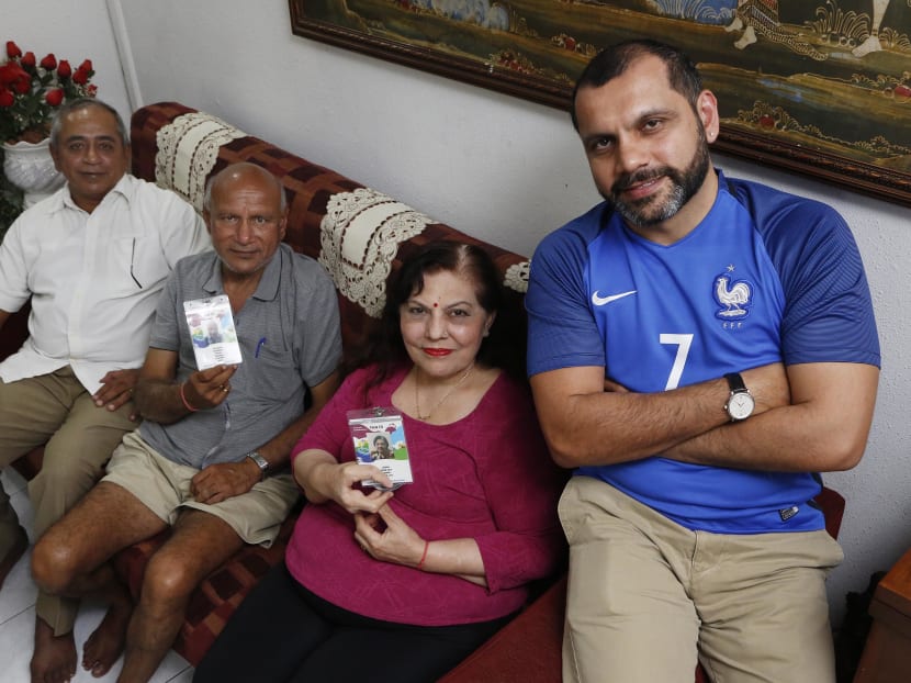Mr Vishaal Bhardwaj (far right) has been to three World Cups and will be travelling to Russia to watch his fourth, this time with his parents and relatives. (From left) Mr Vishaal's uncle Rakesh Bhardwaj, 60; his father Pushpinder Mohan Bhardwaj, 66; and his mother Nelam Lata, 63.