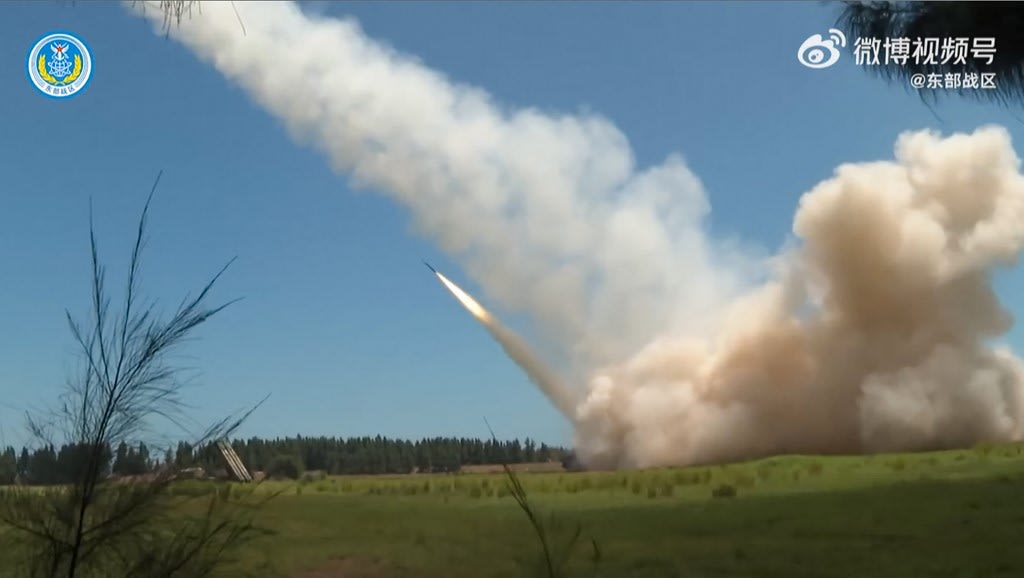 This screengrab from a video by the People's Liberation Army (PLA) Eastern Theater Command on Aug 4, 2022 made available on the Eurovision Social Newswire (ESN) platform via AFPTV shows a missile being fired during a Chinese military exercise in China on Aug 4, 2022. 