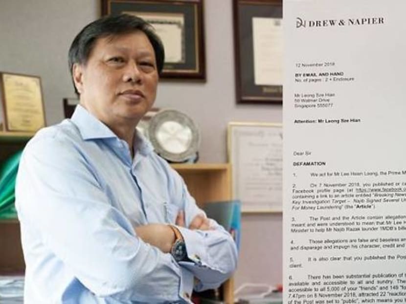 Financial adviser and blogger Leong Sze Hian is being sued by Prime Minister Lee Hsien Loong for defamation. Financial adviser and blogger Leong Sze Hian is being sued by Prime Minister Lee Hsien Loong for defamation.