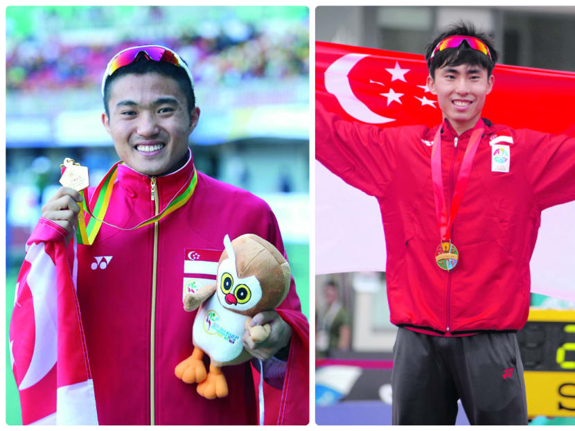 Mok Ying Ren (left) won the SEA Games marathon gold in 2013. He did not compete in 2015 and the gold was captured by Soh Rui Yong (right). TODAY FILE PHOTOS