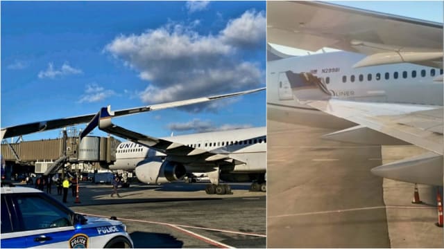 新泽西机场两客机发生碰撞 机翼受损所幸无人受伤