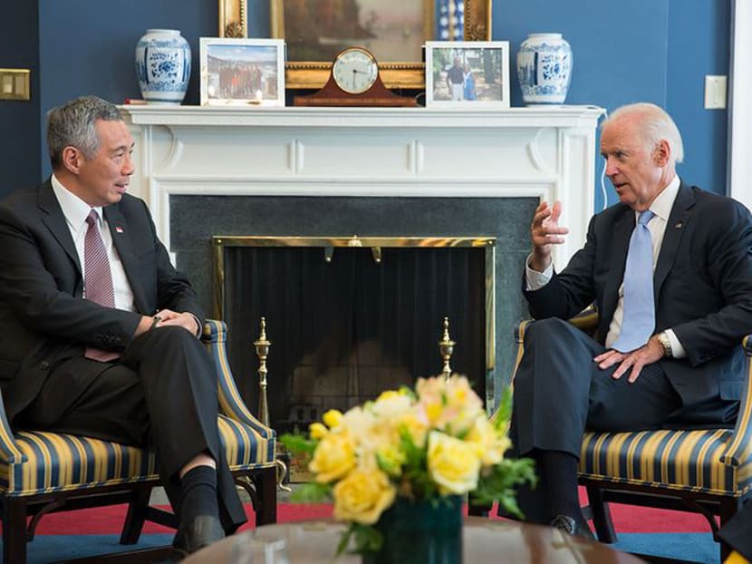 Prime Minister Lee Hsien Loong meets with United States Vice President Joe Biden in Washington. Photo: The White House