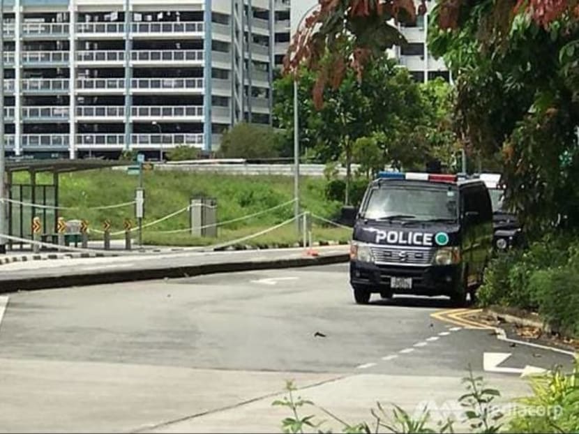 A cordoned-off area along Punggol Field on May 11, 2020 after a 38-year-old man was found injured. He later died of his injuries.