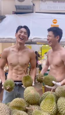 Durians taste better when they’re served by our topless Uniquely Ours stars ????????????