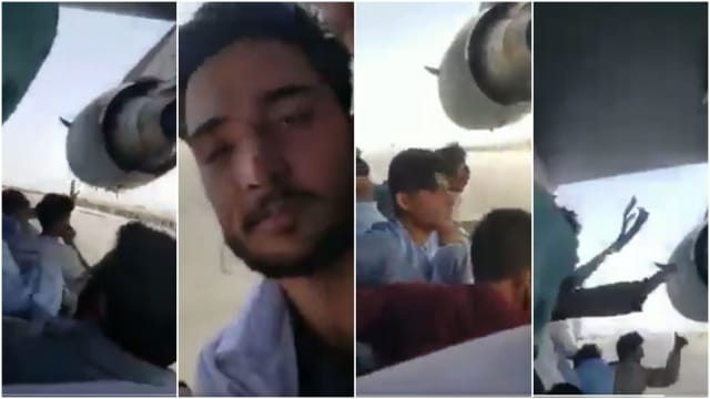 阿富汗男攀美军运输机自拍视频曝光 生死成谜