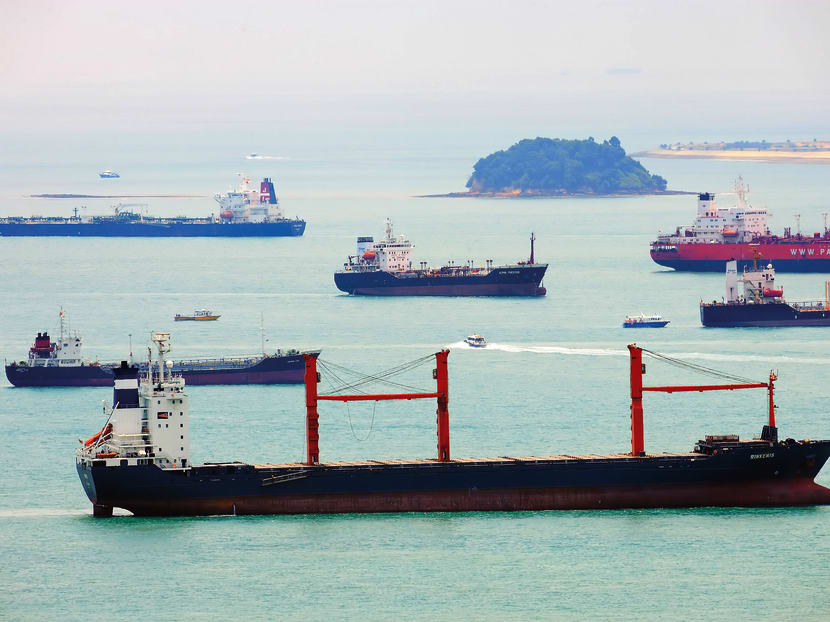 Ships travelling through the Singapore Strait. Bloomberg file photo