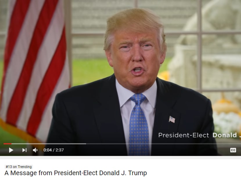 President-elect Donald Trump outlining his priorities in a YouTube video. Photo: Screengrab from YouTube