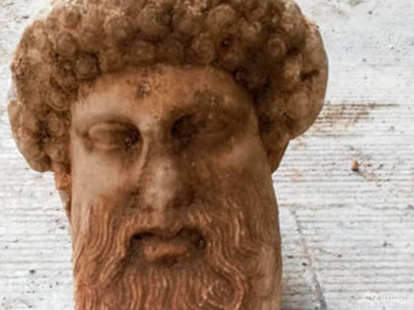 Ancient Greek god's bust found during Athens sewage work Ancient Greek god's bust found during Athens sewage work
