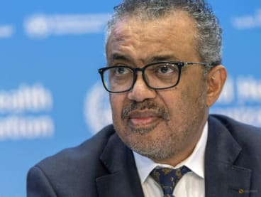 FILE PHOTO: Director-General of the World Health Organisation (WHO) Dr. Tedros Adhanom Ghebreyesus attends an ACANU briefing on global health issues, including COVID-19 pandemic and war in Ukraine in Geneva, Switzerland, December 14, 2022. REUTERS/Denis Balibouse