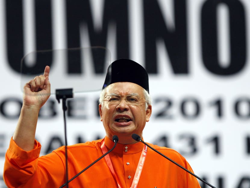 In this Oct 21, 2010, file photo, Malaysian Prime Minister Najib Razak gestures as he delivers his opening speech at Malaysia's ruling party United Malays National Organization (UMNO) general assembly in Kuala Lumpur, Malaysia. Photo: AP