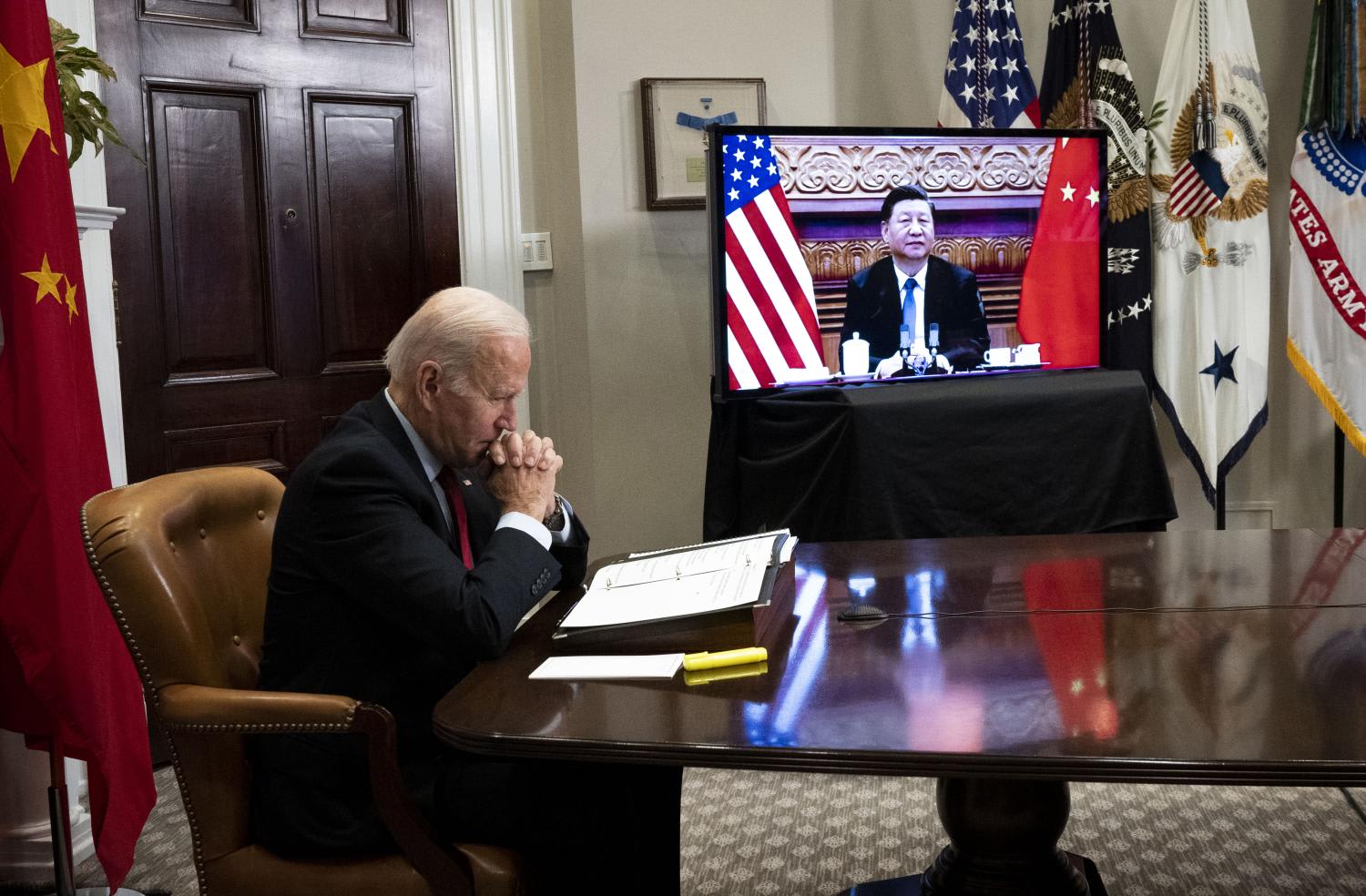President Joe Biden during a virtual meeting with Chinese President Xi Jinping at the White House on Nov 15, 2021.