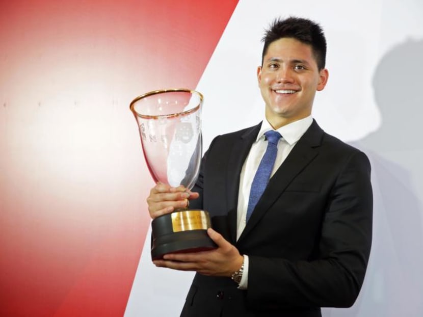 National swimmer Joseph Schooling at the 2017 Singapore Sports Awards, where he was awarded the Sportsman of the Year title.