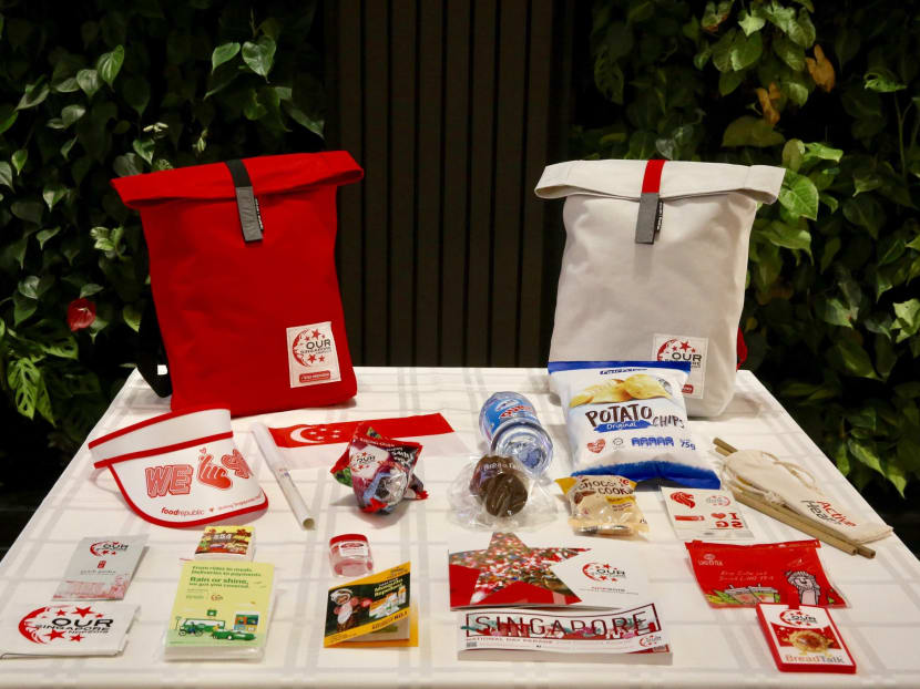 Photo of the day: The contents of the 2019 National Day funpack on display. This year's funpacks were designed with sustainability in mind, with fewer single-use items included.