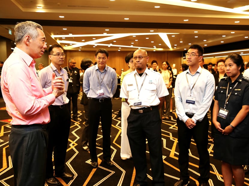 PM Lee Hsien Loong speaking to officials from public services during the  Integrity in Action: Public Service Values Conference 2015 at Suntec City on Jan 13, 2015. Photo: Wee Teck Hian