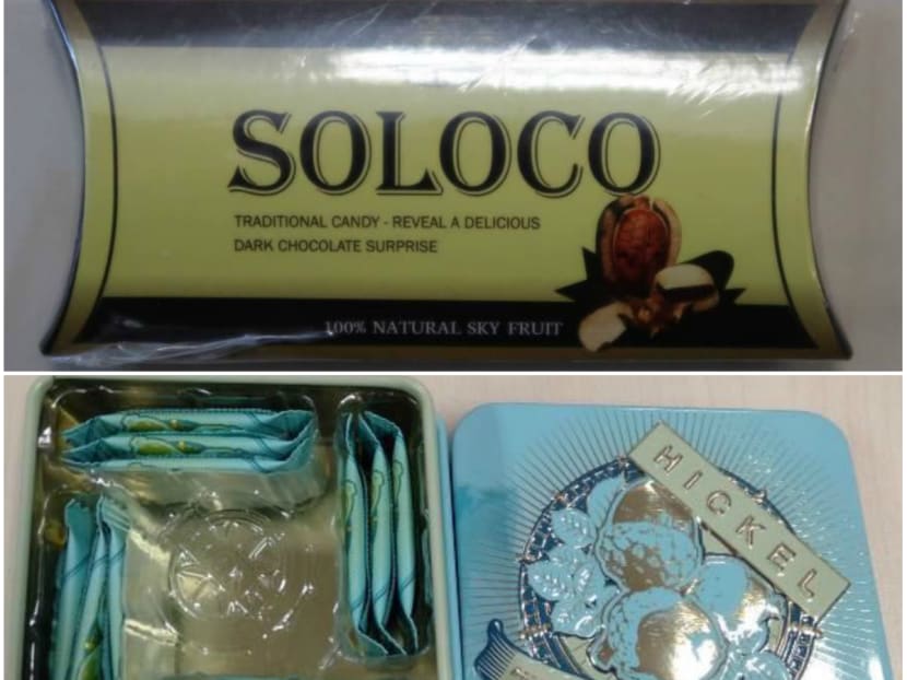 Two illegal health products, Hickel (top) and Soloco, are seen in their respective packaging.
