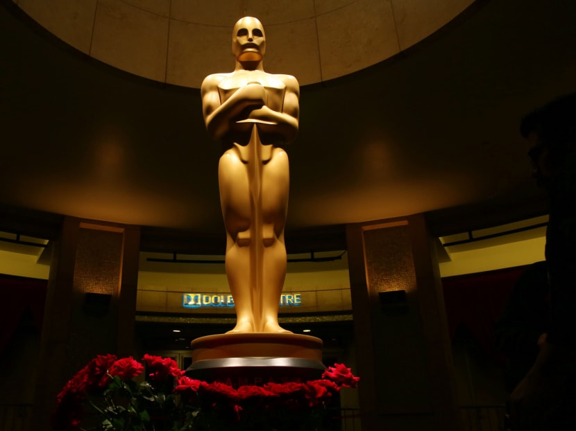 An Oscar statue is seen as preparations are made for the 87th Academy Awards in Los Angeles, Saturday, Feb. 21, 2015. Photo: AP
